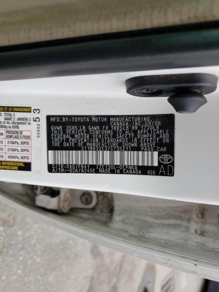 Photo 10 from auction – 2007 TOYOTA COROLLA CE with VIN 2T1BR32E37C735211