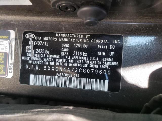 Photo 10 from auction – 2012 KIA OPTIMA EX with VIN 5XXGN4A72CG079600