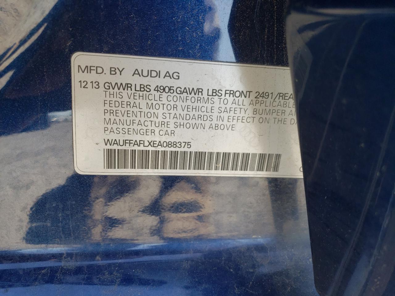 Photo 10 from auction – 2014 AUDI A4 PREMIUM with VIN WAUFFAFLXEA088375