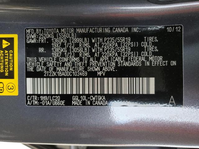 Photo 10 from auction – 2013 LEXUS RX 350 with VIN 2T2ZK1BA0DC103469