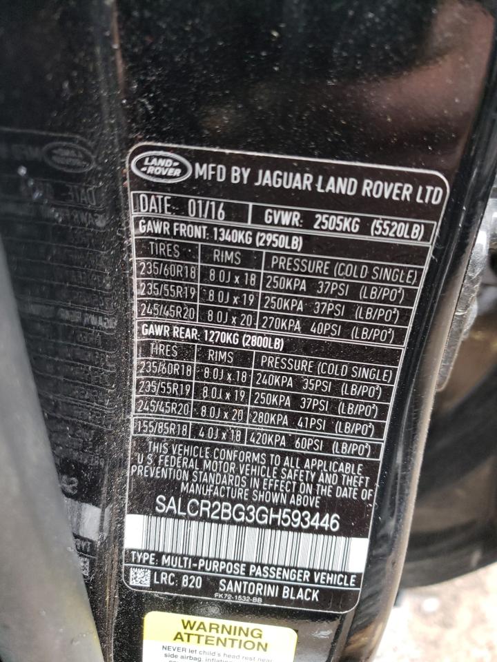 Photo 10 from auction – 2016 LAND ROVER DISCOVERY with VIN SALCR2BG3GH593446