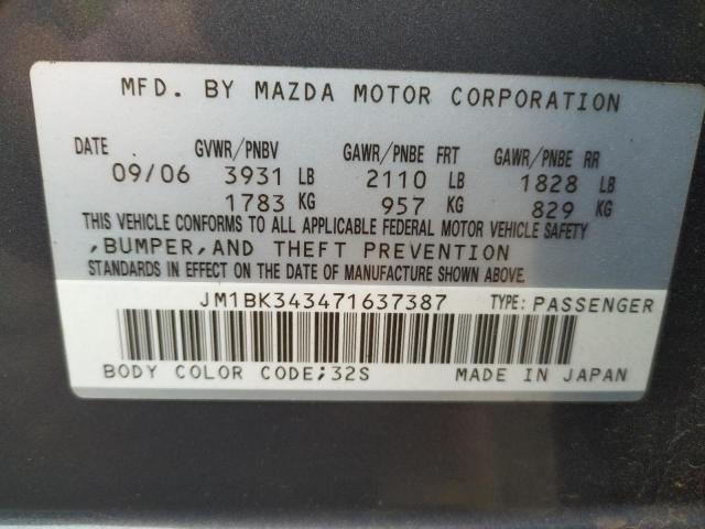 Photo 10 from auction – 2007 MAZDA 3 HATCHBAC with VIN JM1BK343471637387