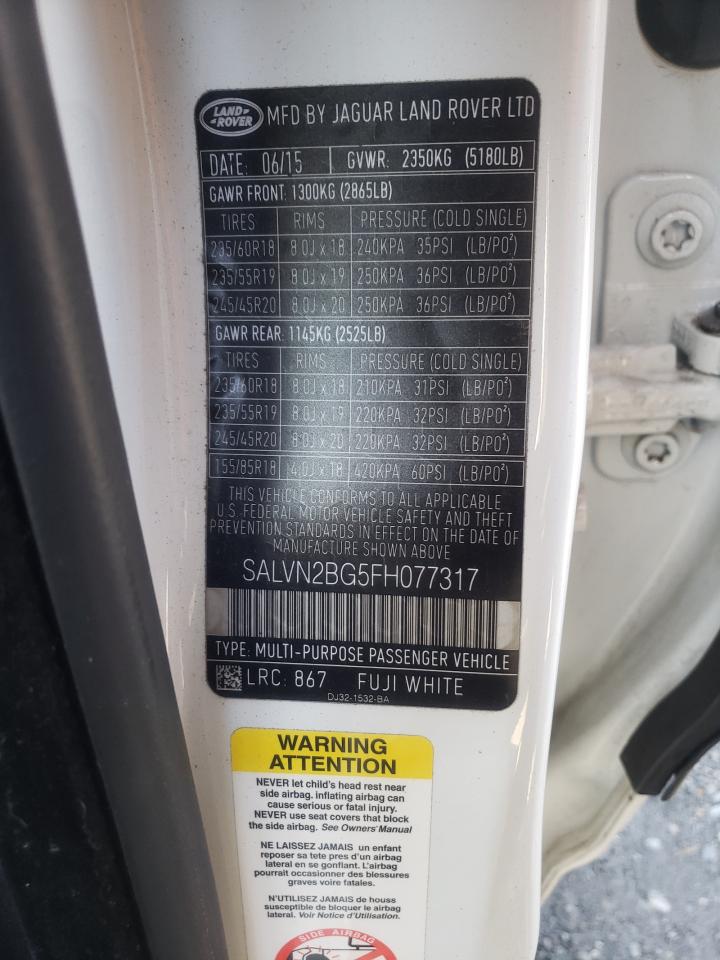 Photo 10 from auction – 2015 LAND ROVER RANGE ROVE with VIN SALVN2BG5FH077317
