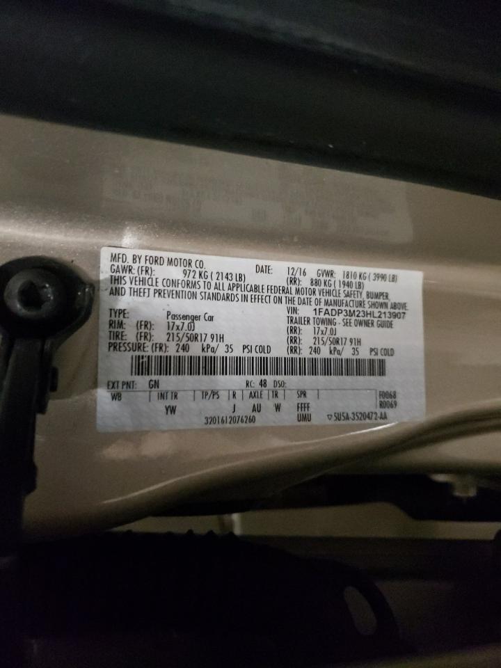 Photo 10 from auction – 2017 FORD FOCUS SEL with VIN 1FADP3M23HL213907