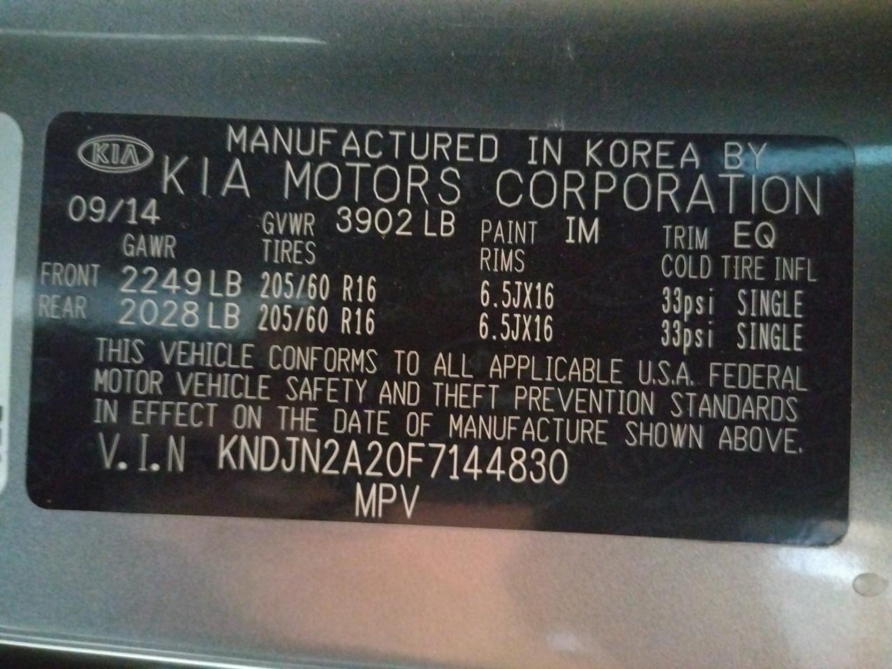 Zdjęcie 10 z aukcji – 2015 KIA SOUL z VIN KNDJN2A20F7144830
