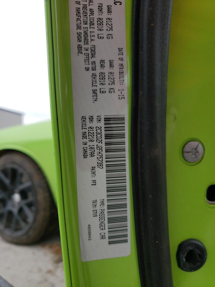 Photo 10 from auction – 2015 DODGE CHALLENGER with VIN 2C3CDZFJ2FH757397