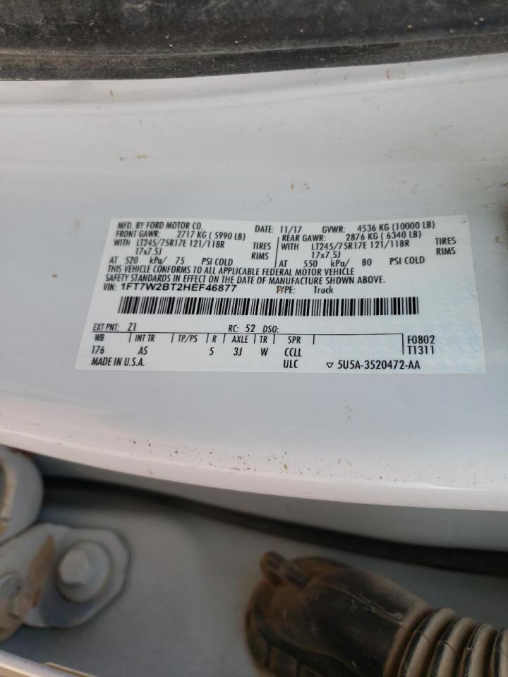 Photo 10 from auction – 2017 FORD F250 SUPER with VIN 1FT7W2BT2HEF46877