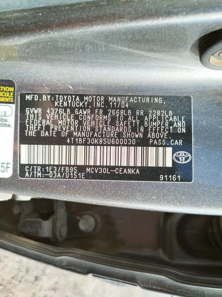 Photo 10 from auction – 2005 TOYOTA CAMRY LE with VIN 4T1BF30K85U600030
