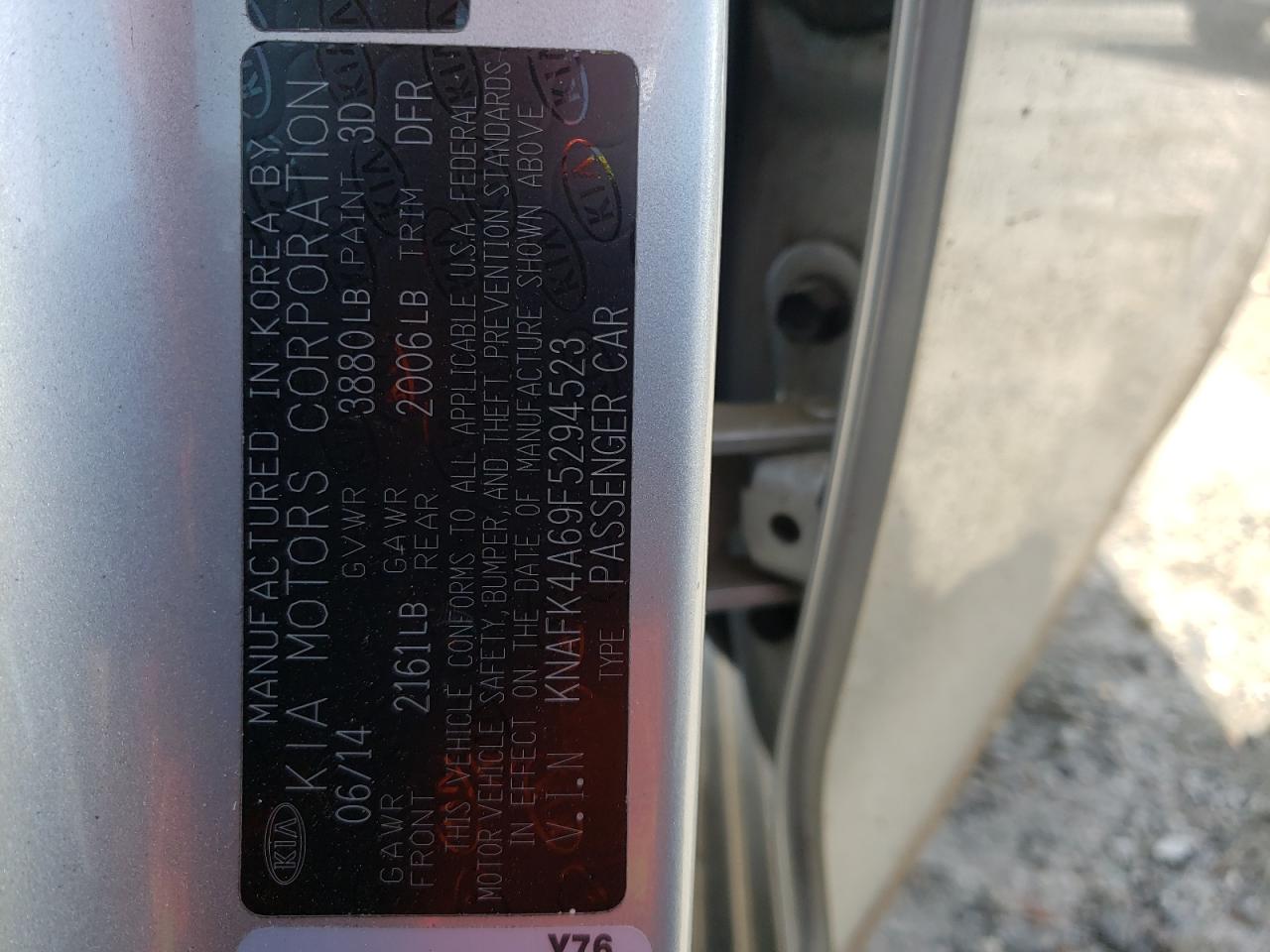Photo 10 from auction – 2015 KIA FORTE LX with VIN KNAFK4A69F5294523
