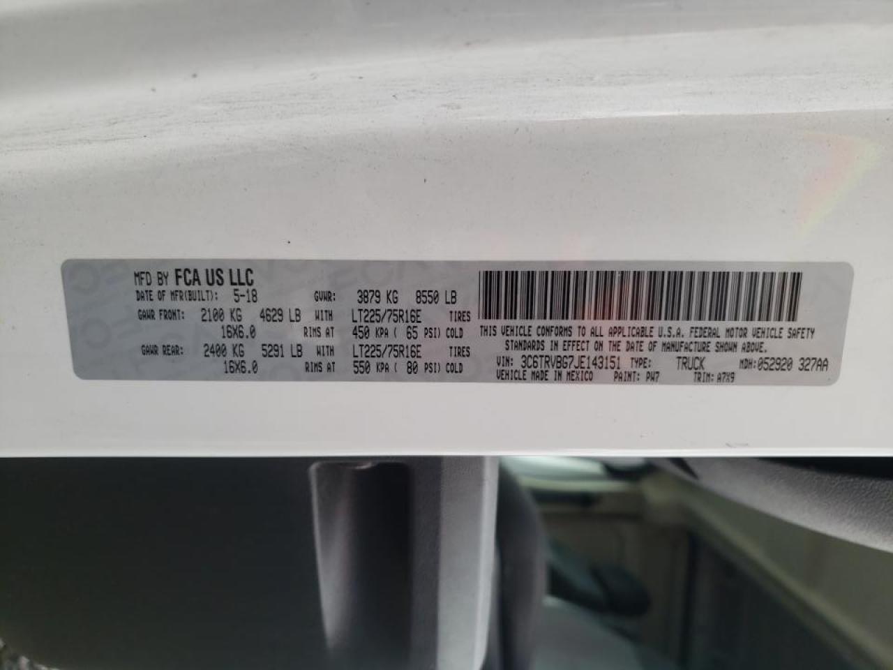 Photo 10 from auction – 2018 RAM PROMASTER with VIN 3C6TRVBG7JE143151