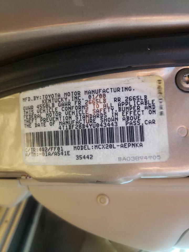 Photo 10 from auction – 2000 TOYOTA AVALON XL with VIN 4T1BF28B4YU043443