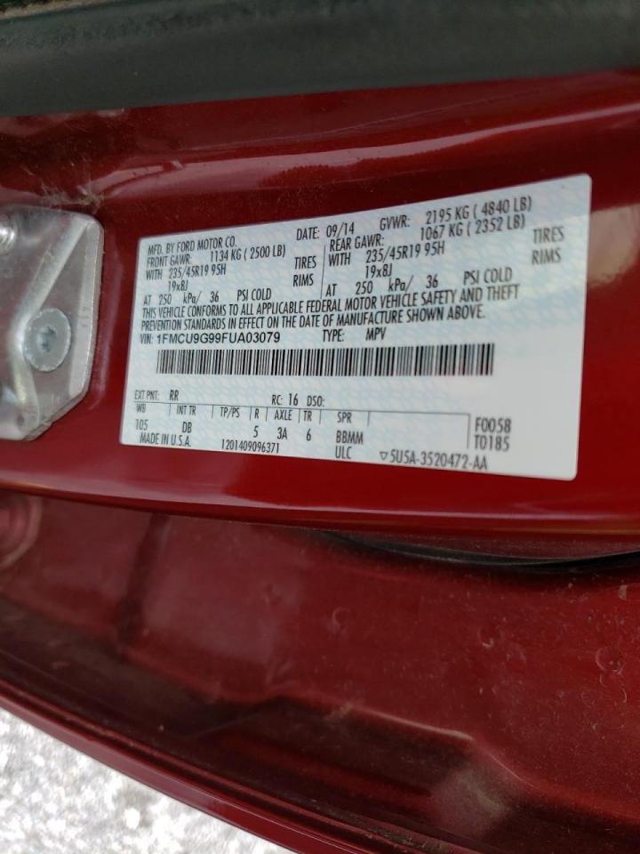 Photo 10 from auction – 2015 FORD ESCAPE SE with VIN 1FMCU9G99FUA03079