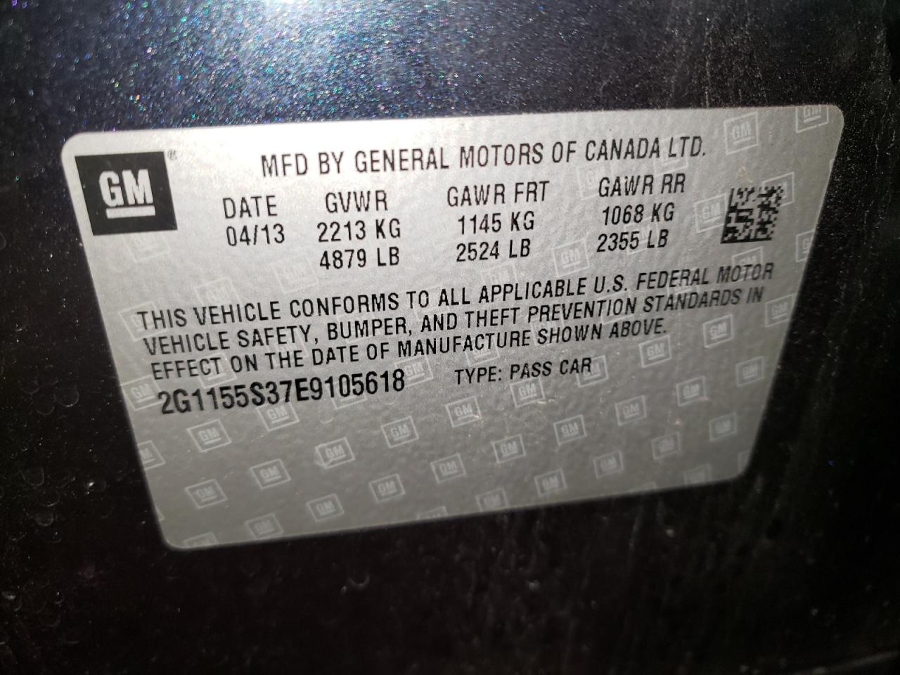 Photo 10 from auction – 2014 CHEVROLET IMPALA LTZ with VIN 2G1155S37E9105618