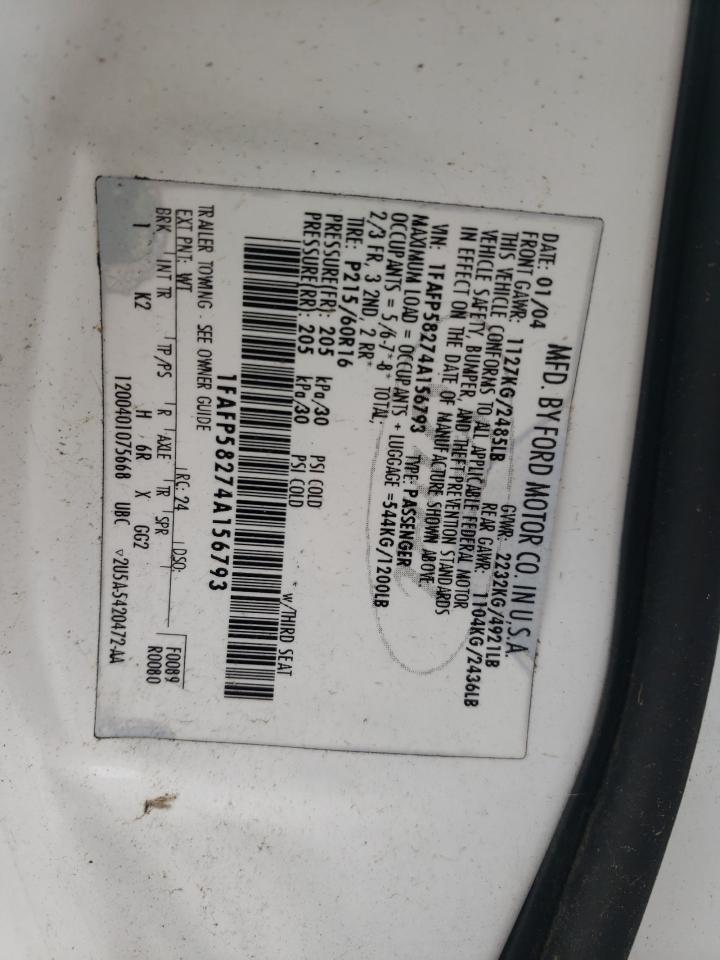 Photo 10 from auction – 2004 FORD TAURUS SE with VIN 1FAFP58274A156793