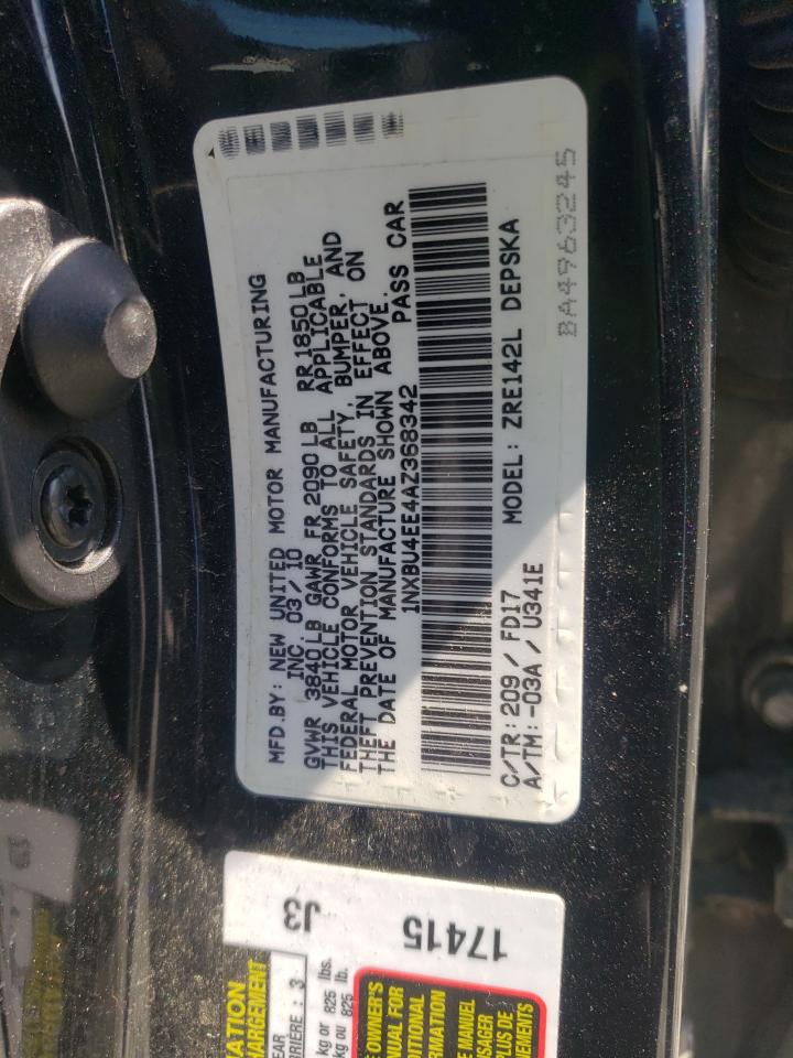 Photo 10 from auction – 2010 TOYOTA COROLLA BA with VIN 1NXBU4EE4AZ368342