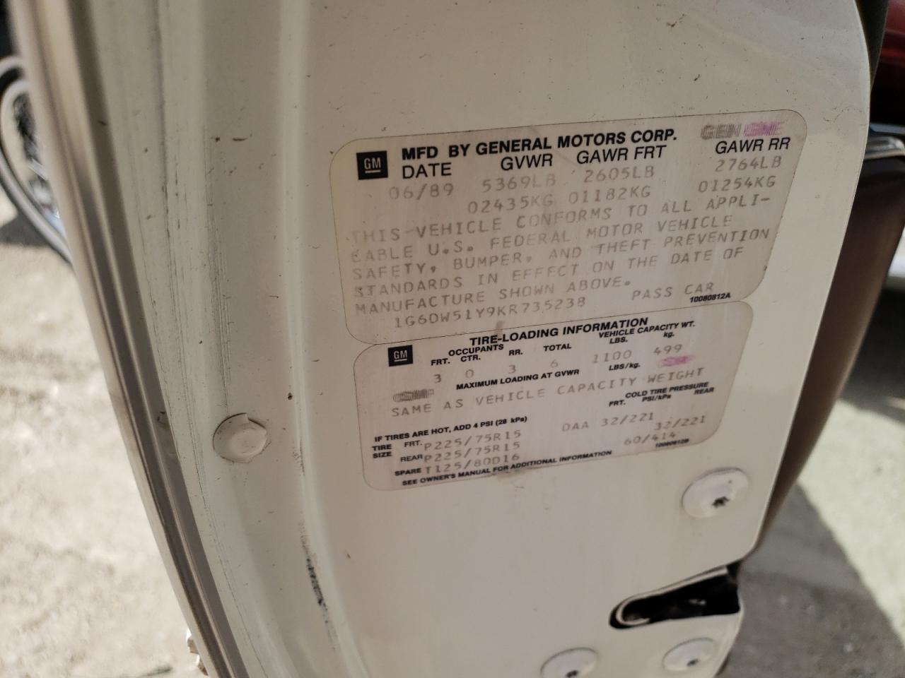 Photo 10 from auction – 1989 CADILLAC BROUGHAM with VIN 1G6DW51Y9KR735238