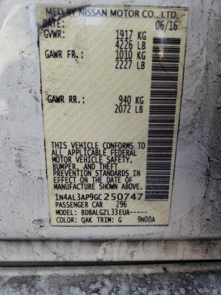 Photo 10 from auction – 2016 NISSAN ALTIMA 2.5 with VIN 1N4AL3AP9GC250747