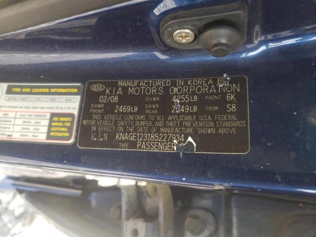 Photo 10 from auction – 2008 KIA OPTIMA LX with VIN KNAGE123185227934