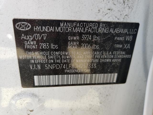 Photo 10 from auction – 2018 HYUNDAI ELANTRA SE with VIN 5NPD74LF8JH257335