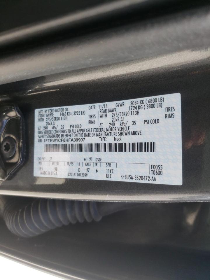 Photo 10 from auction – 2017 FORD F150 SUPER with VIN 1FTEW1CF8HFA39907