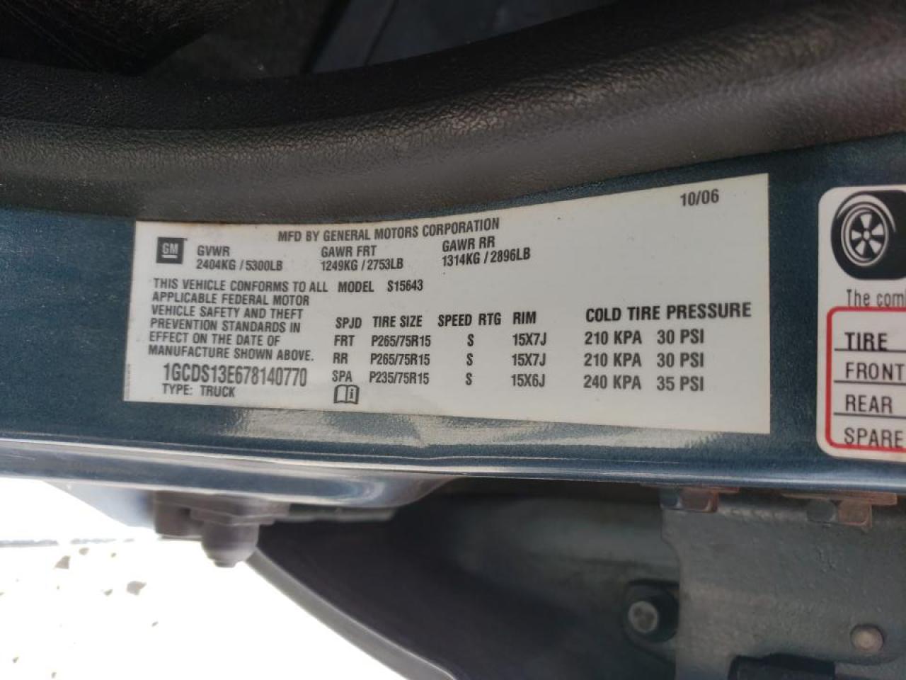 Photo 10 from auction – 2007 CHEVROLET COLORADO with VIN 1GCDS13E678140770