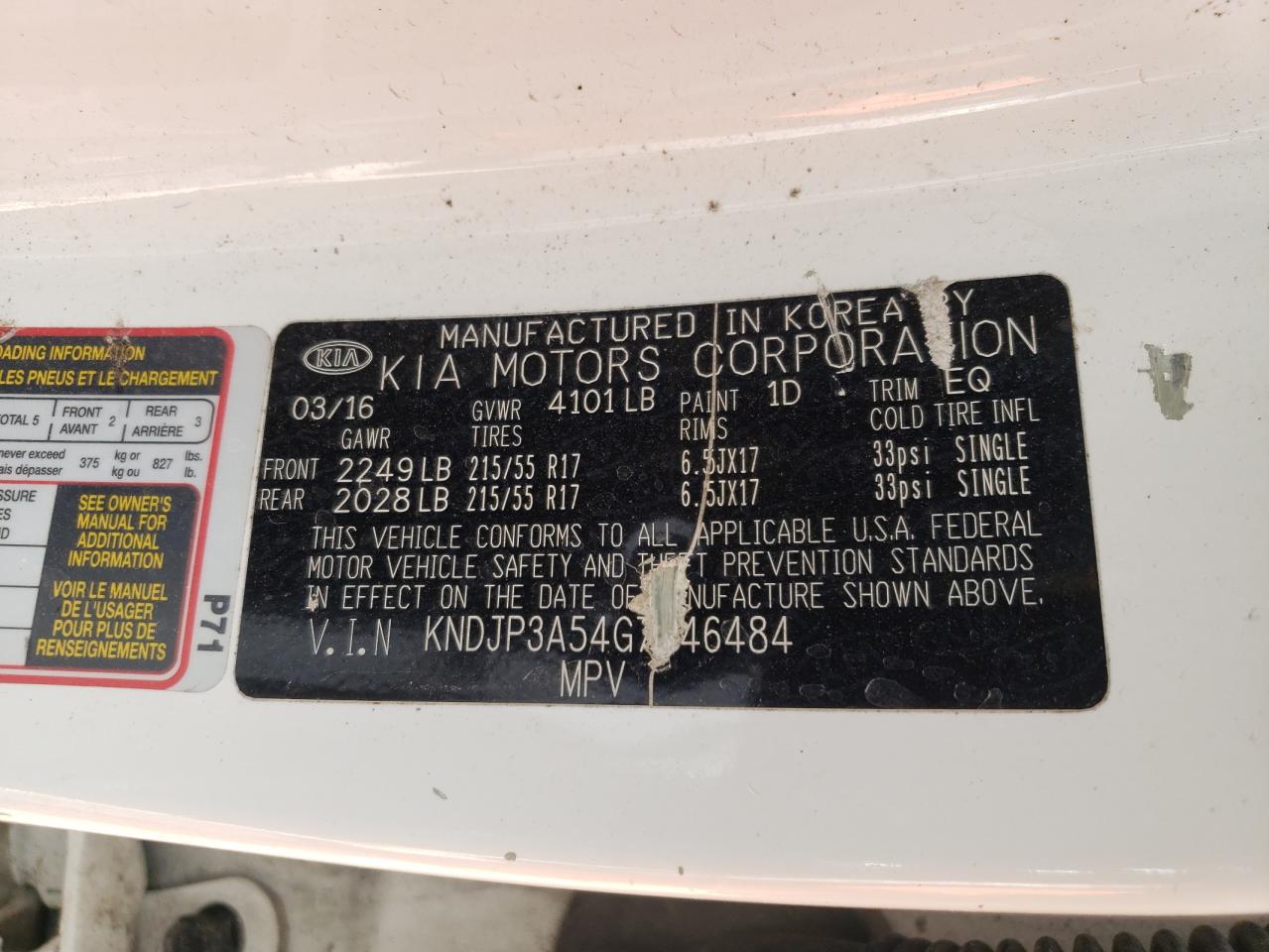 Фото 10 с аукциона – 2016 KIA SOUL + с VIN KNDJP3A54G7346484