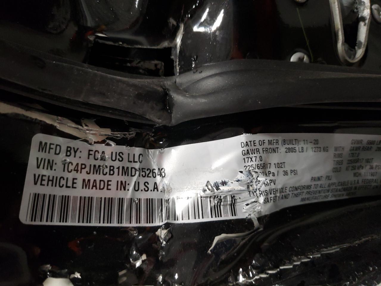 Photo 10 from auction – 2021 JEEP CHEROKEE L with VIN 1C4PJMCB1MD152643