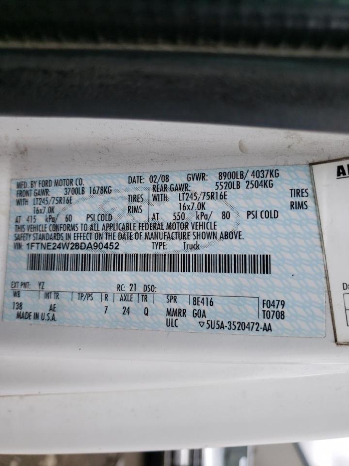Photo 10 from auction – 2008 FORD ECONOLINE with VIN 1FTNE24W28DA90452