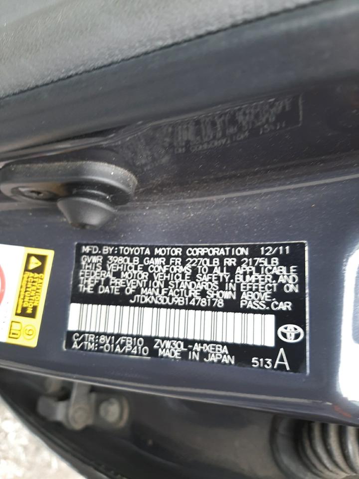 Photo 10 from auction – 2011 TOYOTA PRIUS with VIN JTDKN3DU9B1478178