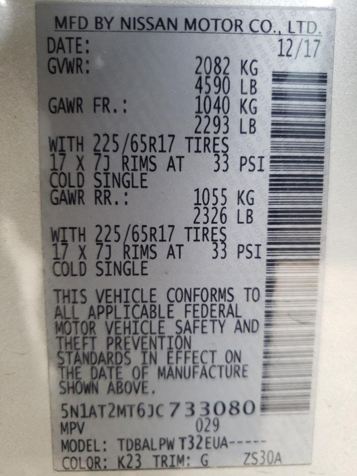 Photo 10 from auction – 2018 NISSAN ROGUE S with VIN 5N1AT2MT6JC733080