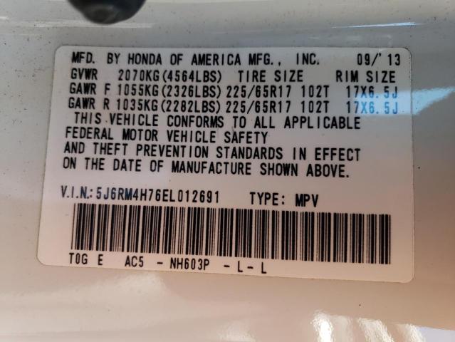 Photo 10 from auction – 2014 HONDA CR-V EXL with VIN 5J6RM4H76EL012691
