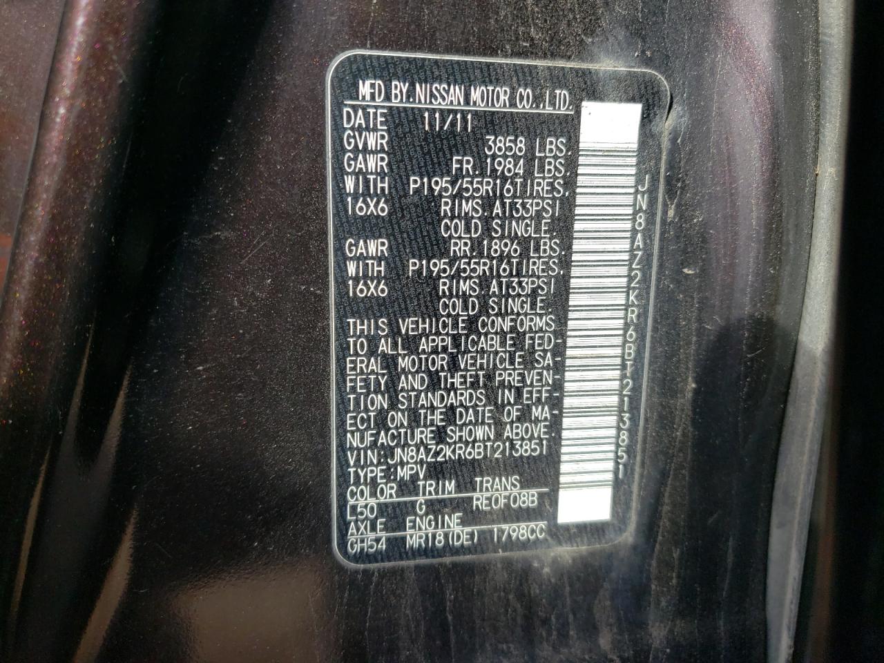 Photo 10 from auction – 2011 NISSAN CUBE BASE with VIN JN8AZ2KR6BT213851