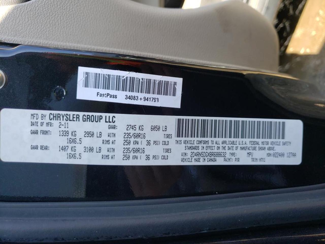 Photo 10 from auction – 2011 DODGE GRAND CARA with VIN 2D4RN5DGXBR688632
