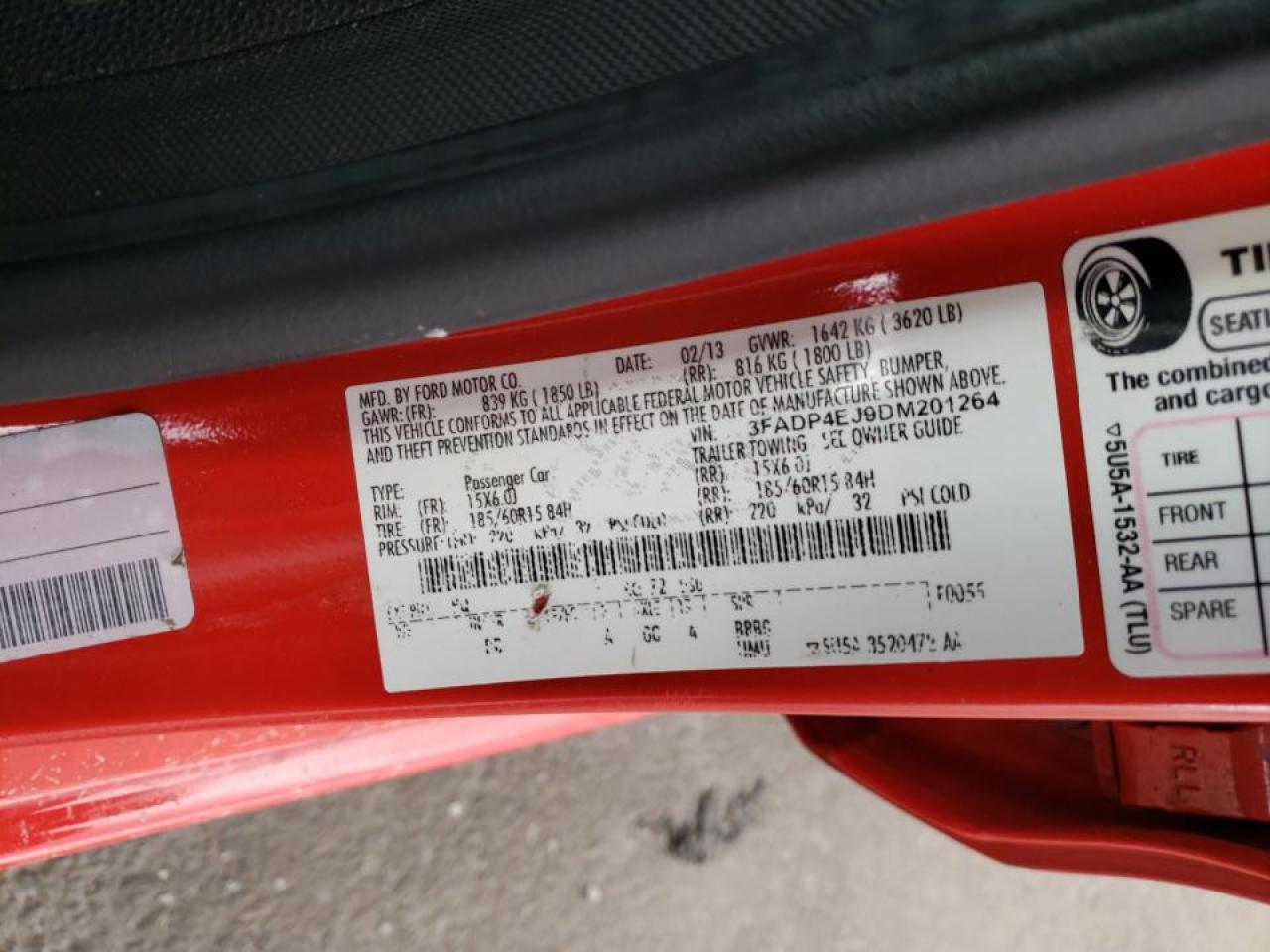 Photo 10 from auction – 2013 FORD FIESTA SE with VIN 3FADP4EJ9DM201264