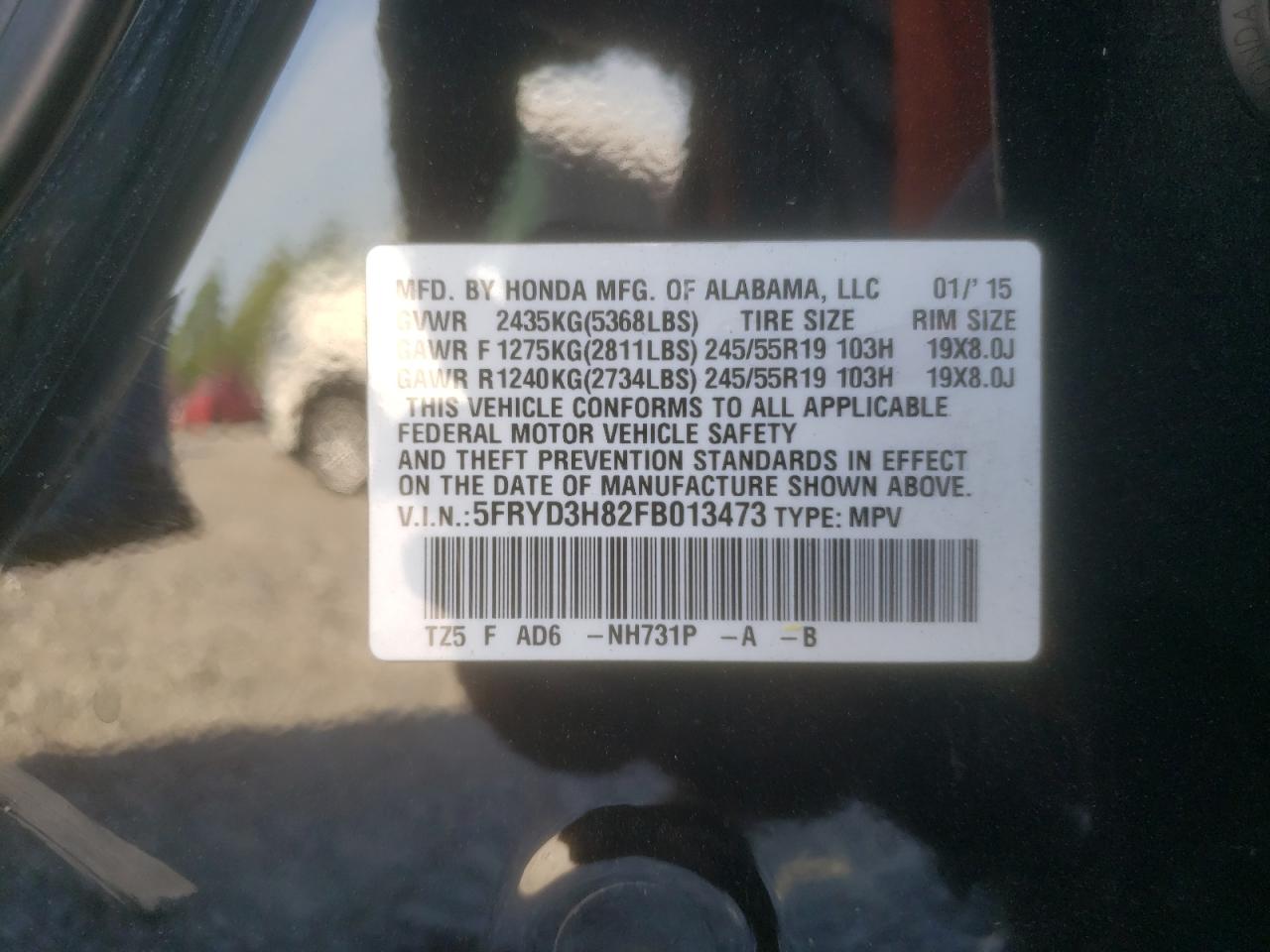 Photo 10 from auction – 2015 ACURA MDX ADVANC with VIN 5FRYD3H82FB013473