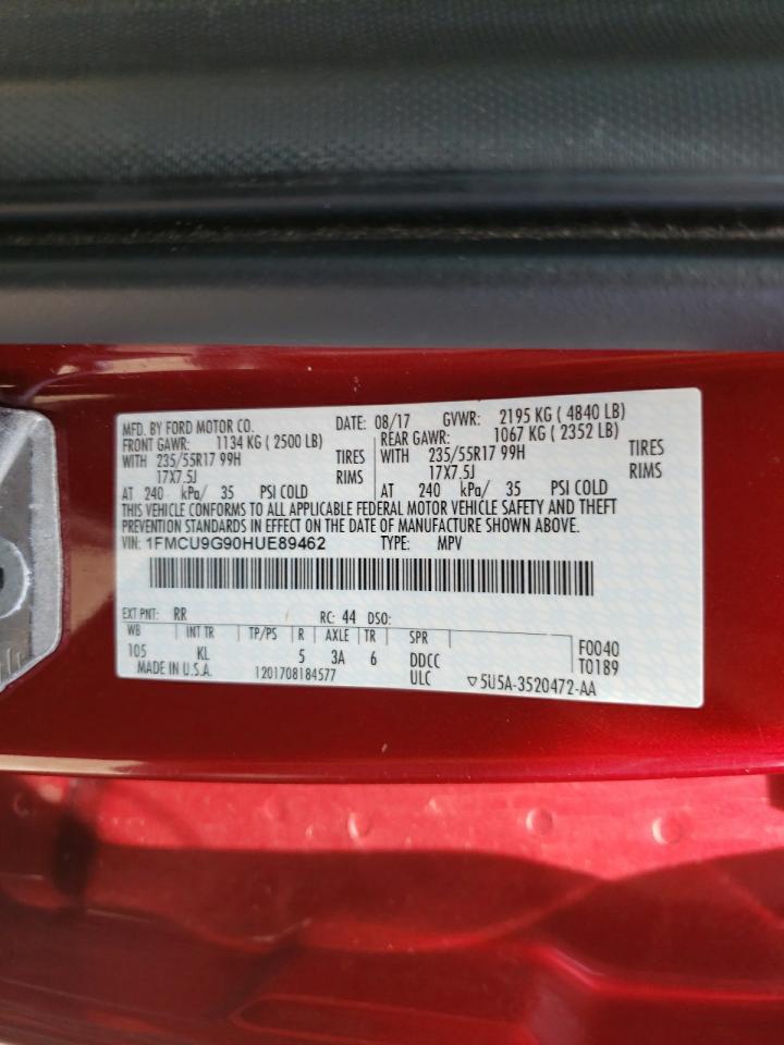 Photo 10 from auction – 2017 FORD ESCAPE SE with VIN 1FMCU9G90HUE89462