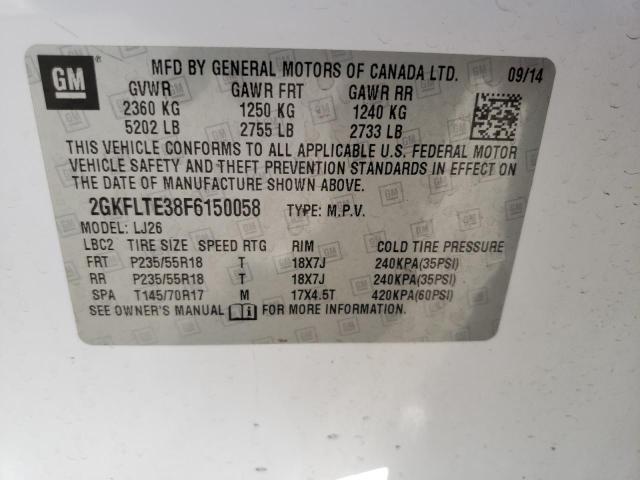 Photo 10 from auction – 2015 GMC TERRAIN SL with VIN 2GKFLTE38F6150058