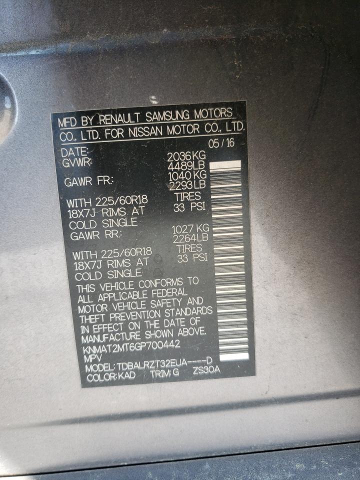 Photo 10 from auction – 2016 NISSAN ROGUE S with VIN KNMAT2MT6GP700442