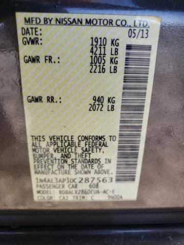 Photo 10 from auction – 2013 NISSAN ALTIMA 2.5 with VIN 1N4AL3AP3DC287563