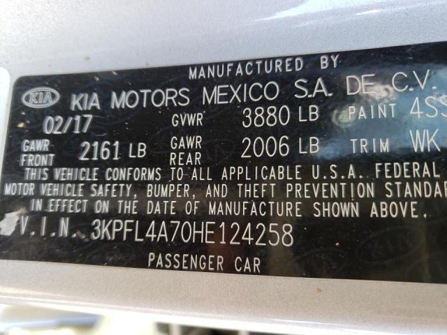 Photo 10 from auction – 2017 KIA FORTE LX with VIN 3KPFL4A70HE124258