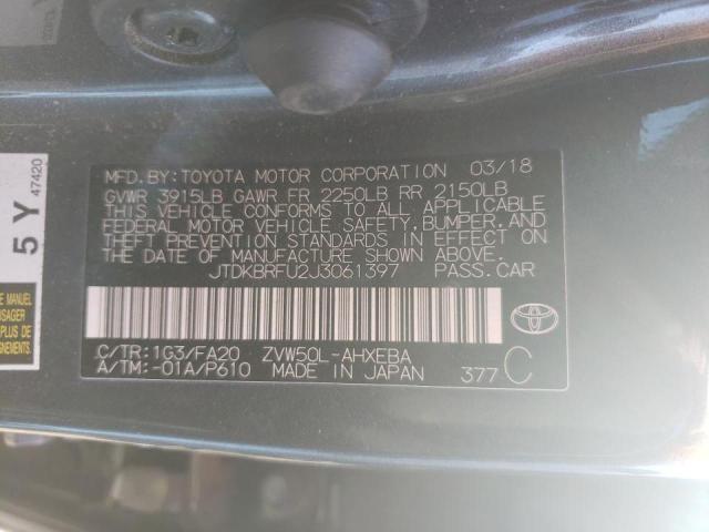 Photo 10 from auction – 2018 TOYOTA PRIUS with VIN JTDKBRFU2J3061397