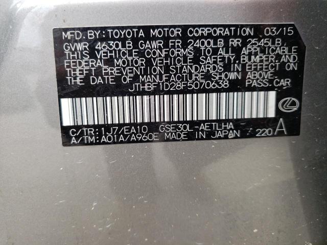 Photo 10 from auction – 2015 LEXUS IS 250 with VIN JTHBF1D28F5070638