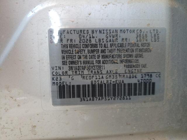 Photo 10 from auction – 2016 NISSAN SENTRA S with VIN 3N1AB7AP5GY272811