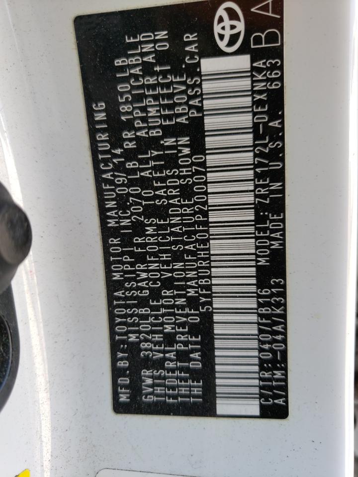 Photo 10 from auction – 2015 TOYOTA COROLLA L with VIN 5YFBURHE0FP200070