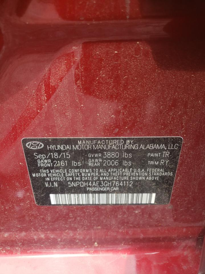 Photo 10 from auction – 2016 HYUNDAI ELANTRA SE with VIN 5NPDH4AE3GH764112