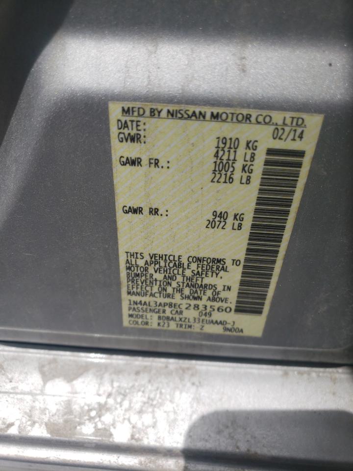 Photo 10 from auction – 2014 NISSAN ALTIMA 2.5 with VIN 1N4AL3AP8EC283560