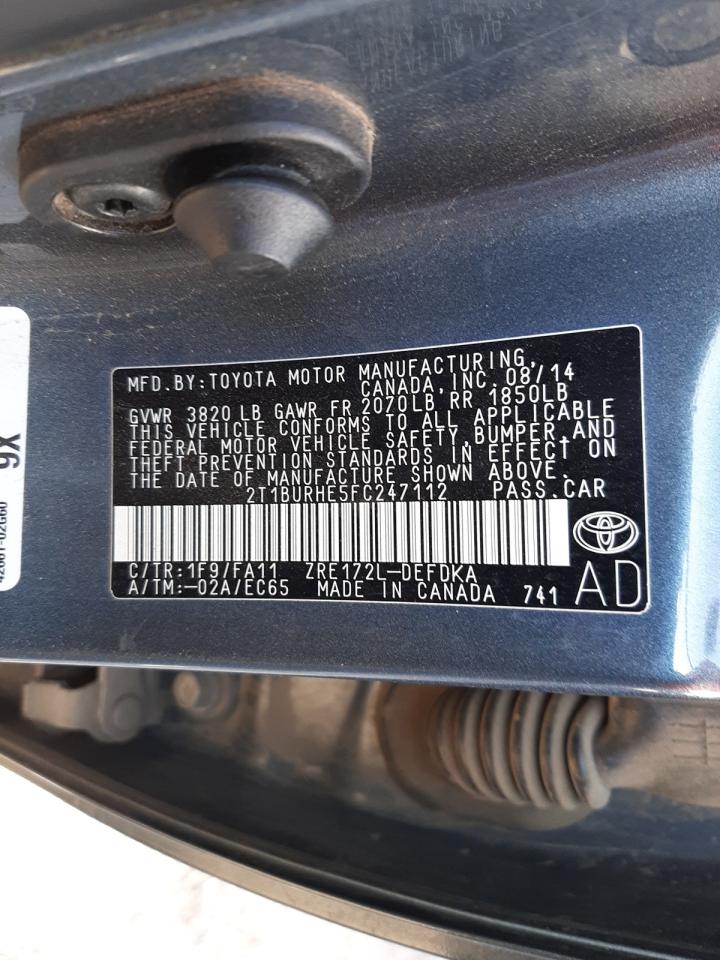 Photo 10 from auction – 2015 TOYOTA COROLLA L with VIN 2T1BURHE5FC247112