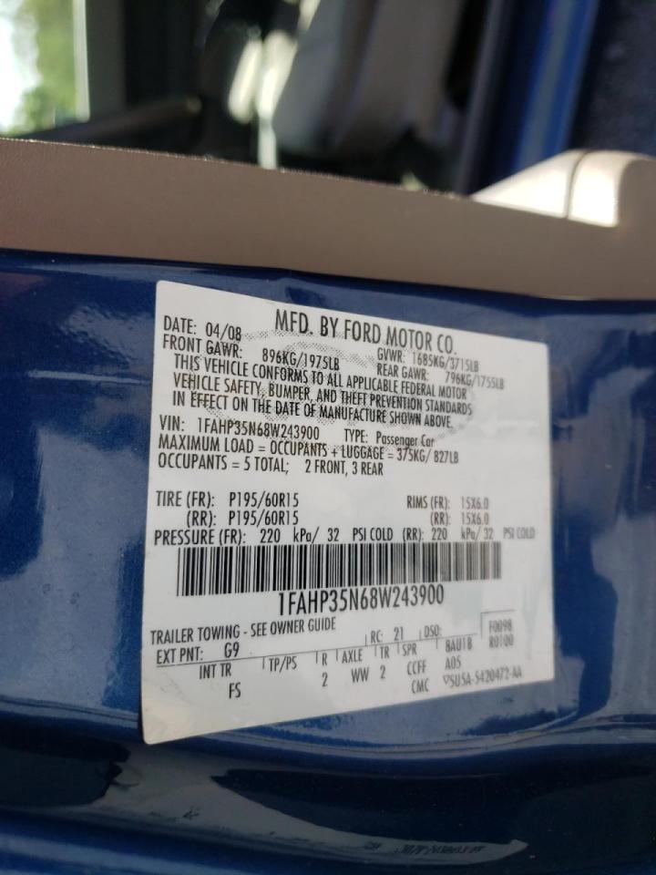 Photo 10 from auction – 2008 FORD FOCUS S/SE with VIN 1FAHP35N68W243900