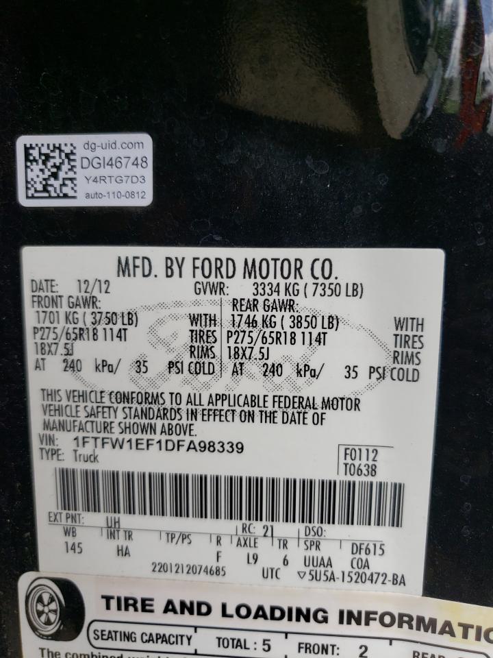 Photo 10 from auction – 2013 FORD F150 SUPER with VIN 1FTFW1EF1DFA98339