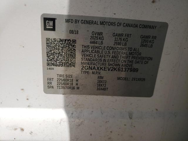 Photo 10 from auction – 2019 CHEVROLET EQUINOX LT with VIN 2GNAXKEV2K6137989